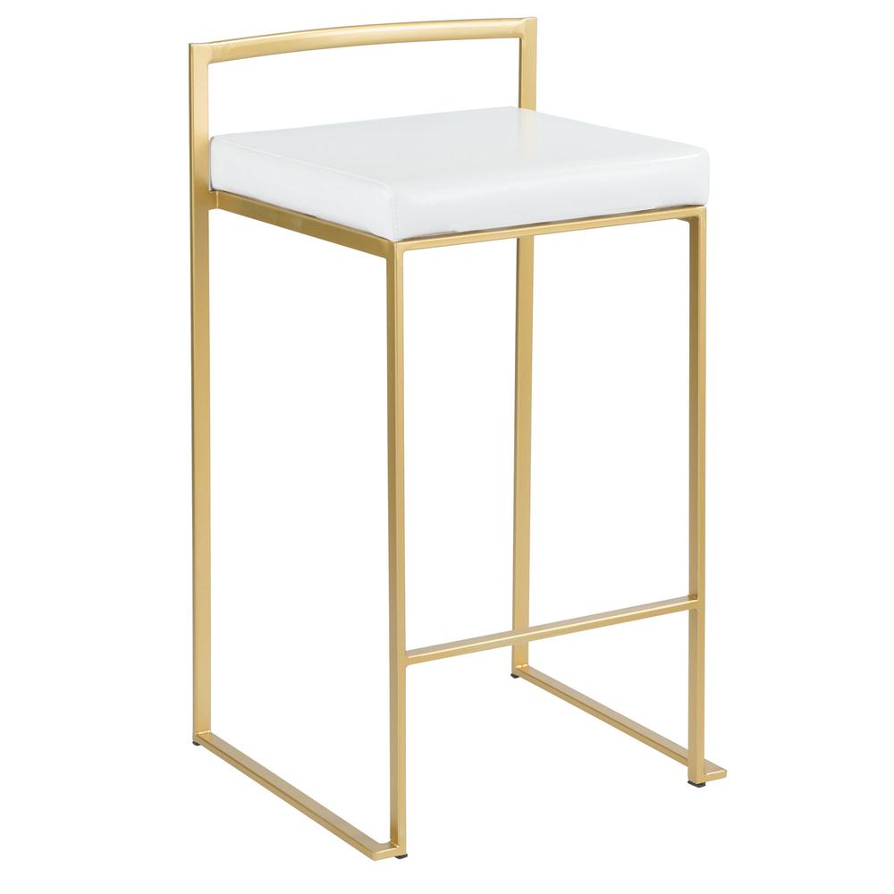 Gold, White Fuji Stacker Counter Stool - Set of 2. Picture 2