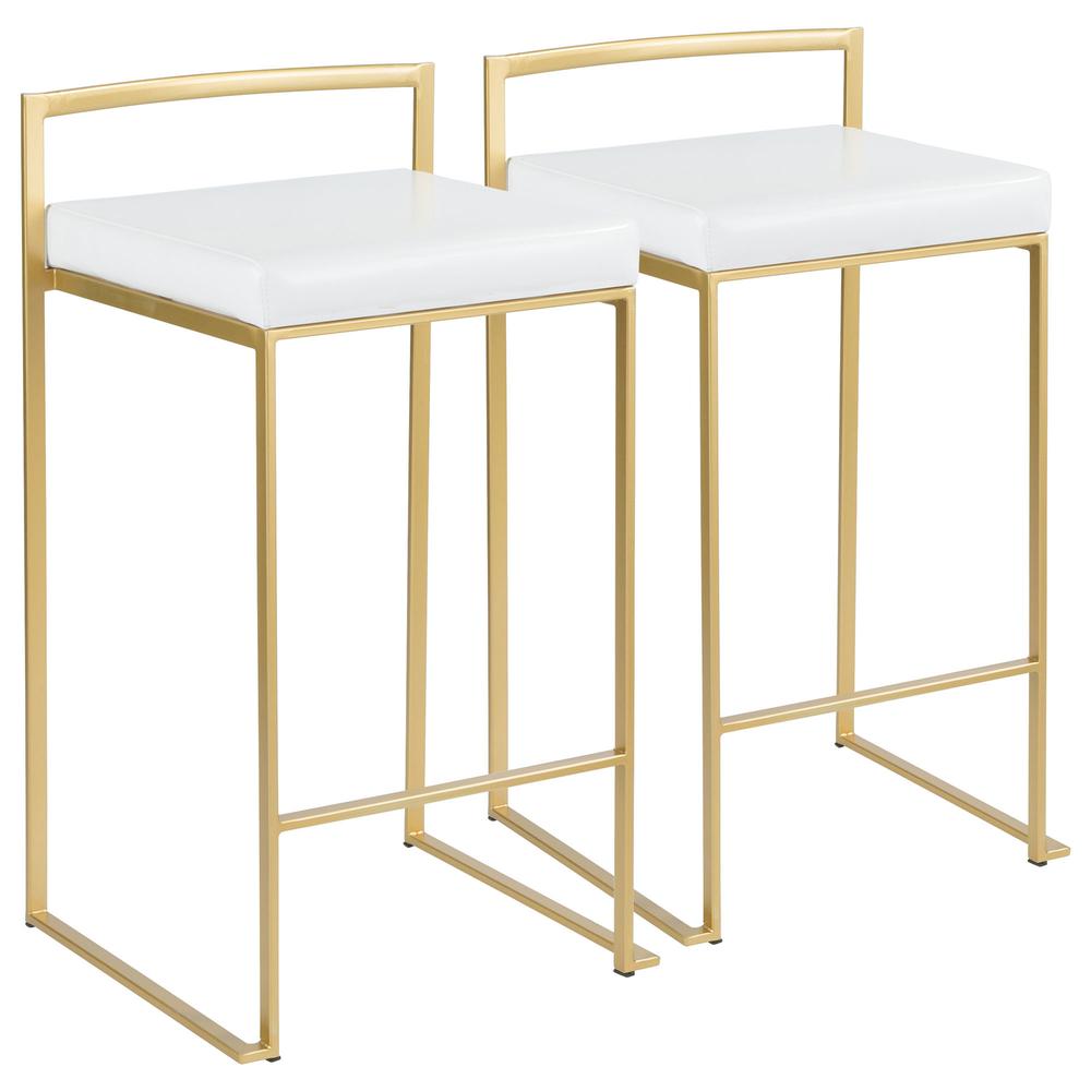 Gold, White Fuji Stacker Counter Stool - Set of 2. Picture 1