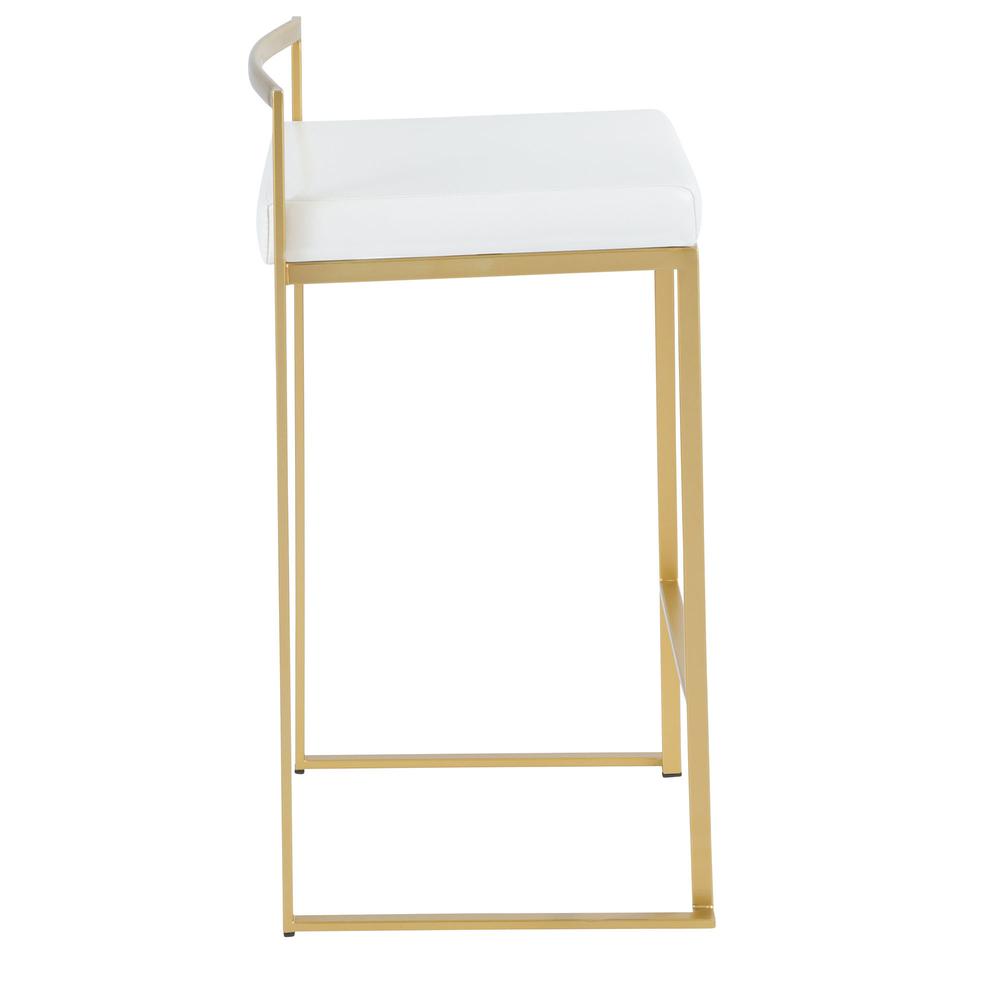 Gold, White Fuji Stacker Counter Stool - Set of 2. Picture 3