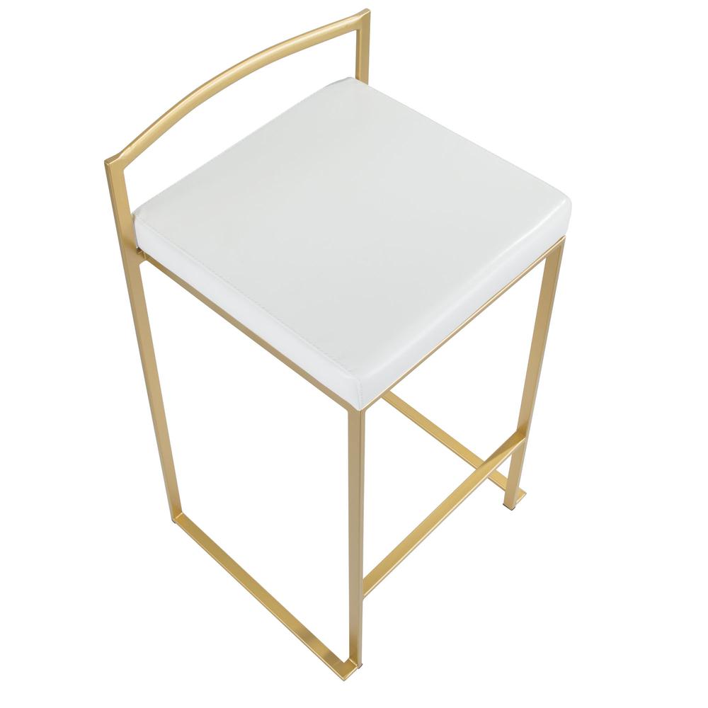 Gold, White Fuji Stacker Counter Stool - Set of 2. Picture 7