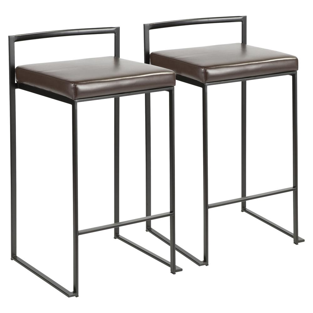 Black, Brown Fuji Stacker Counter Stool - Set of 2. Picture 1
