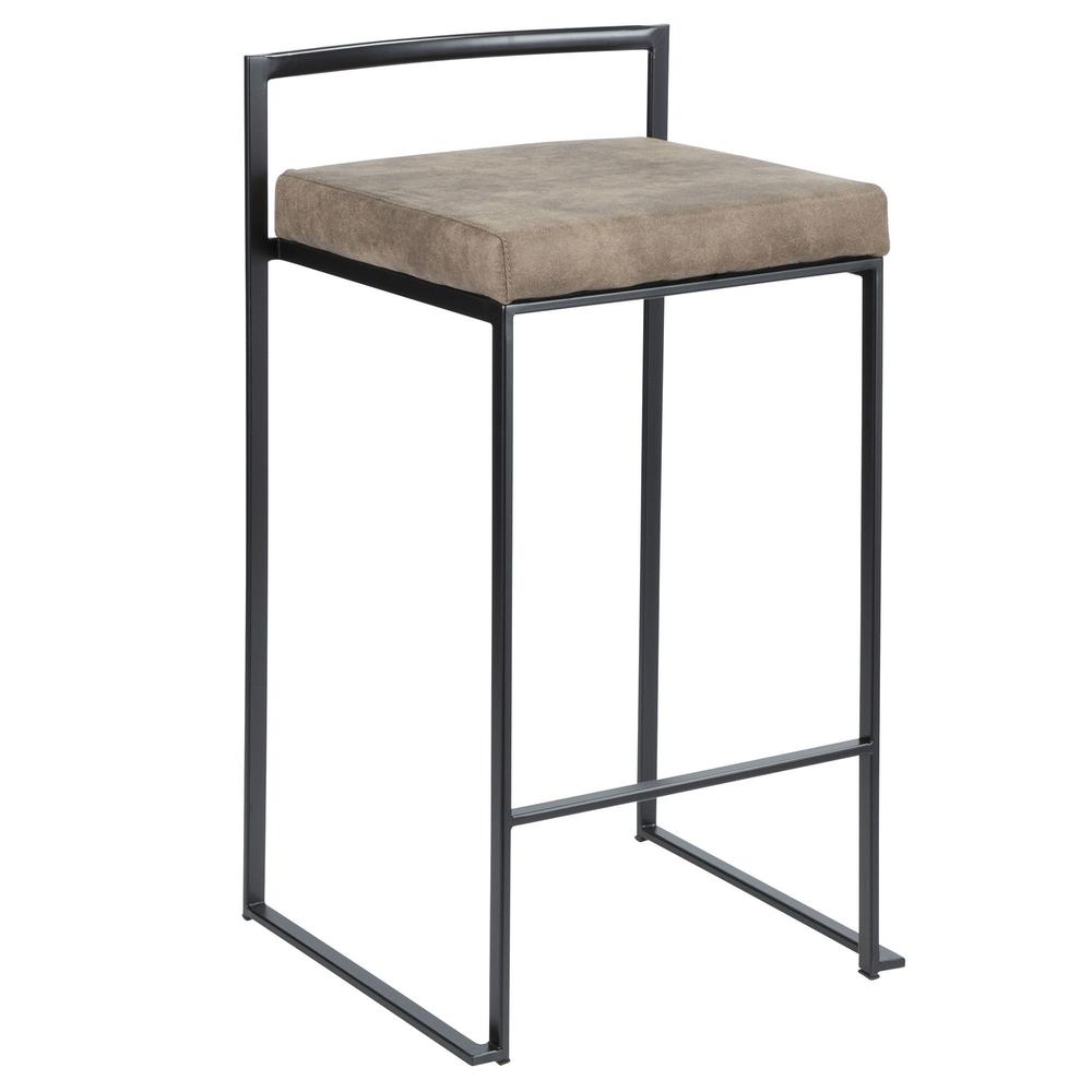 Black, Brown Cowboy Fabric Fuji Stacker Counter Stool - Set of 2. Picture 2