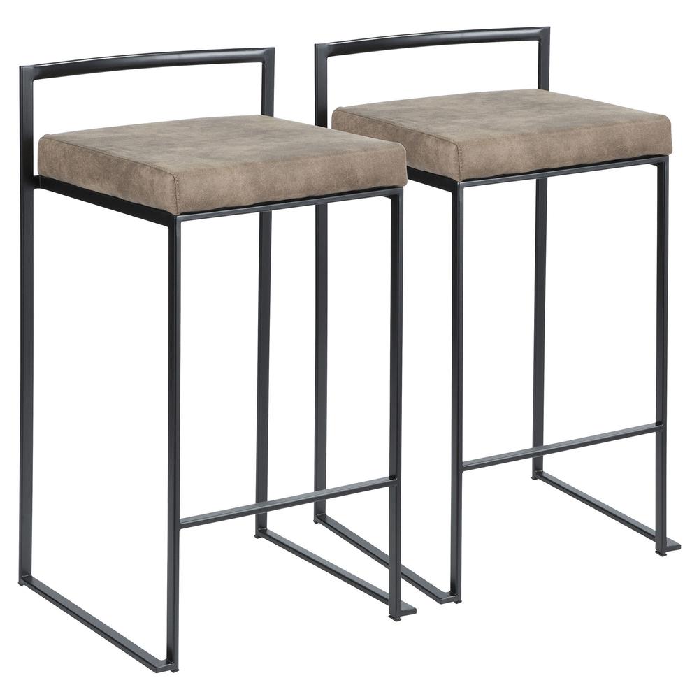Black, Brown Cowboy Fabric Fuji Stacker Counter Stool - Set of 2. Picture 1
