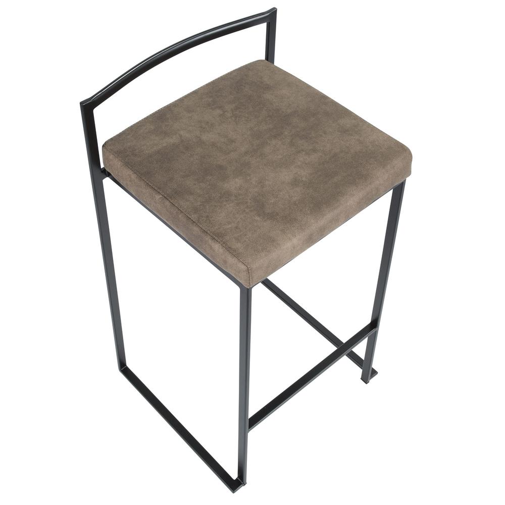 Black, Brown Cowboy Fabric Fuji Stacker Counter Stool - Set of 2. Picture 7
