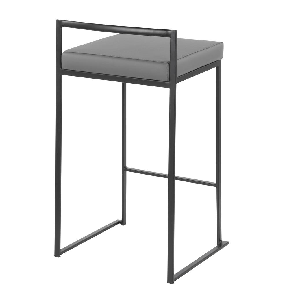 Black Metal, Grey PU Fuji Stacker Counter Stool - Set of 2. Picture 4