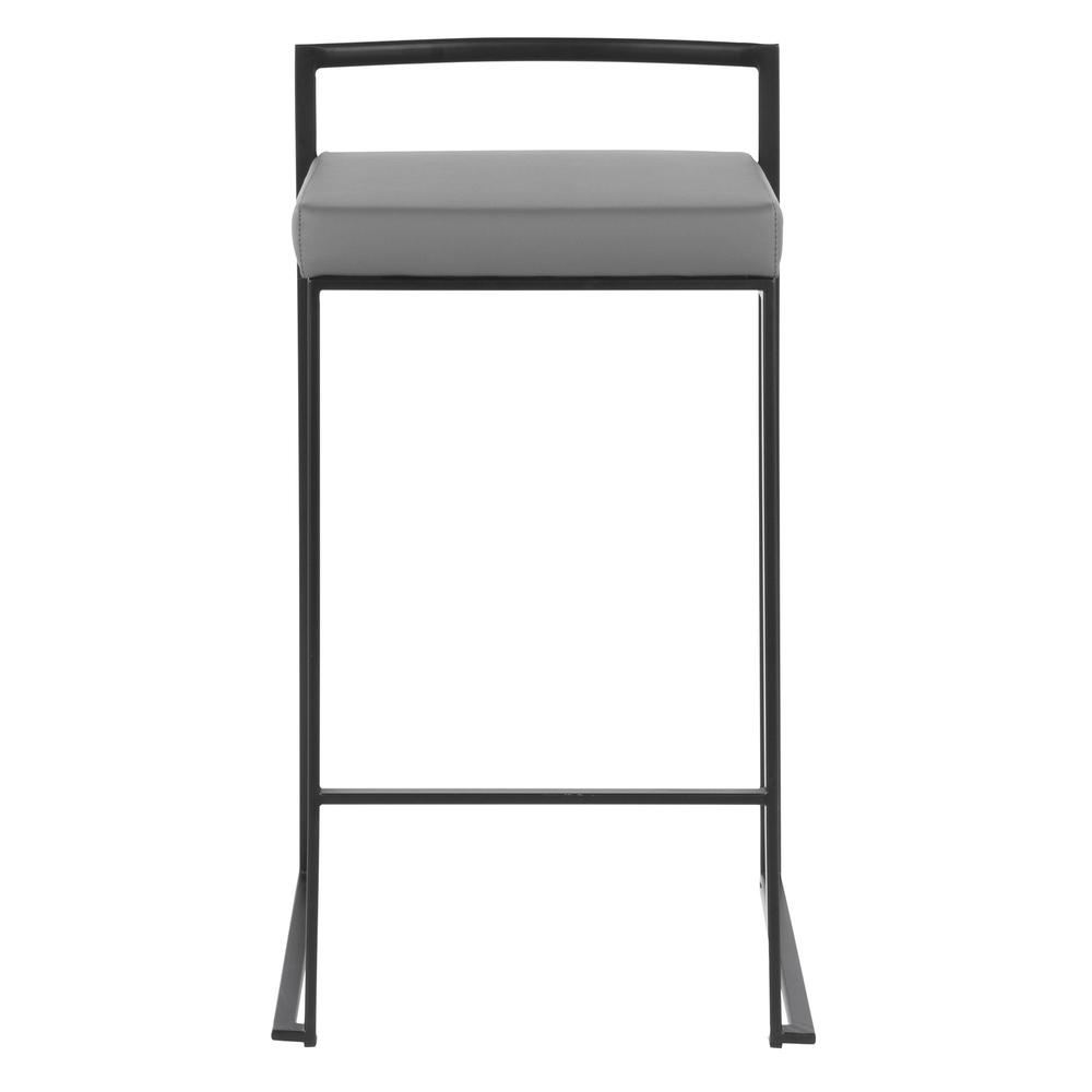 Black Metal, Grey PU Fuji Stacker Counter Stool - Set of 2. Picture 6