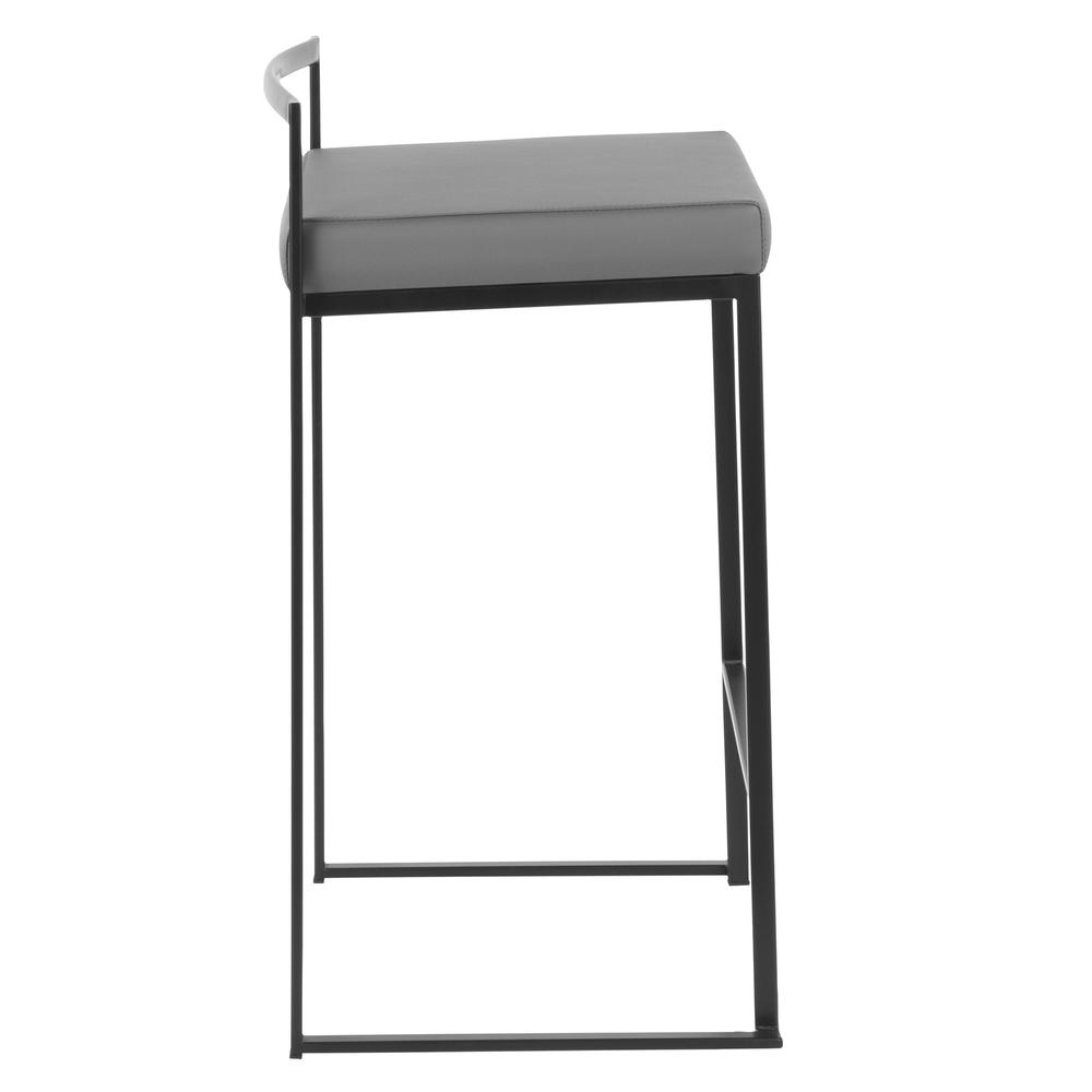 Black Metal, Grey PU Fuji Stacker Counter Stool - Set of 2. Picture 3