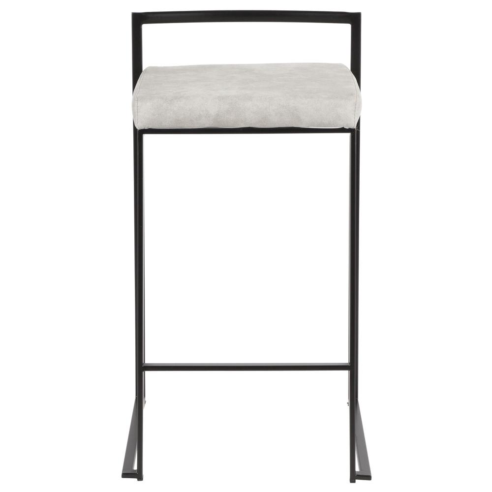 Black, Light Grey Cowboy Fabric Fuji Stacker Counter Stool - Set of 2. Picture 6