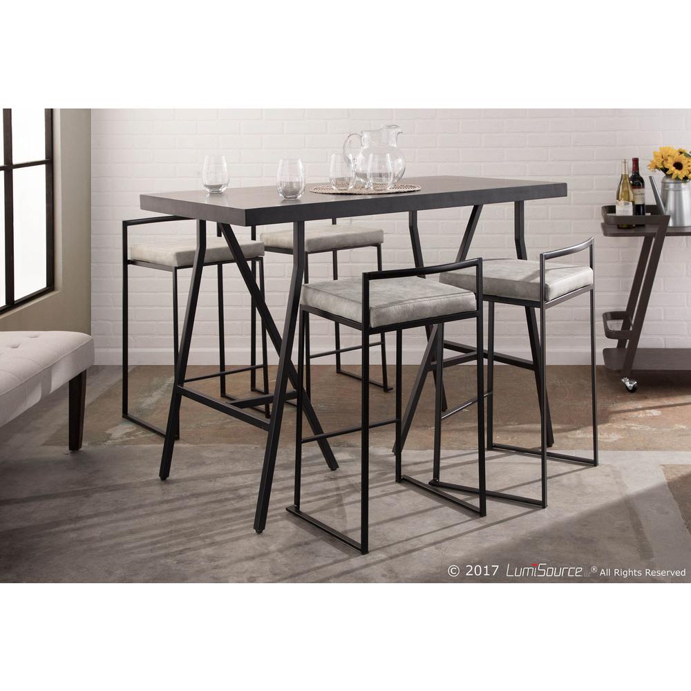 Black, Light Grey Cowboy Fabric Fuji Stacker Counter Stool - Set of 2. Picture 11