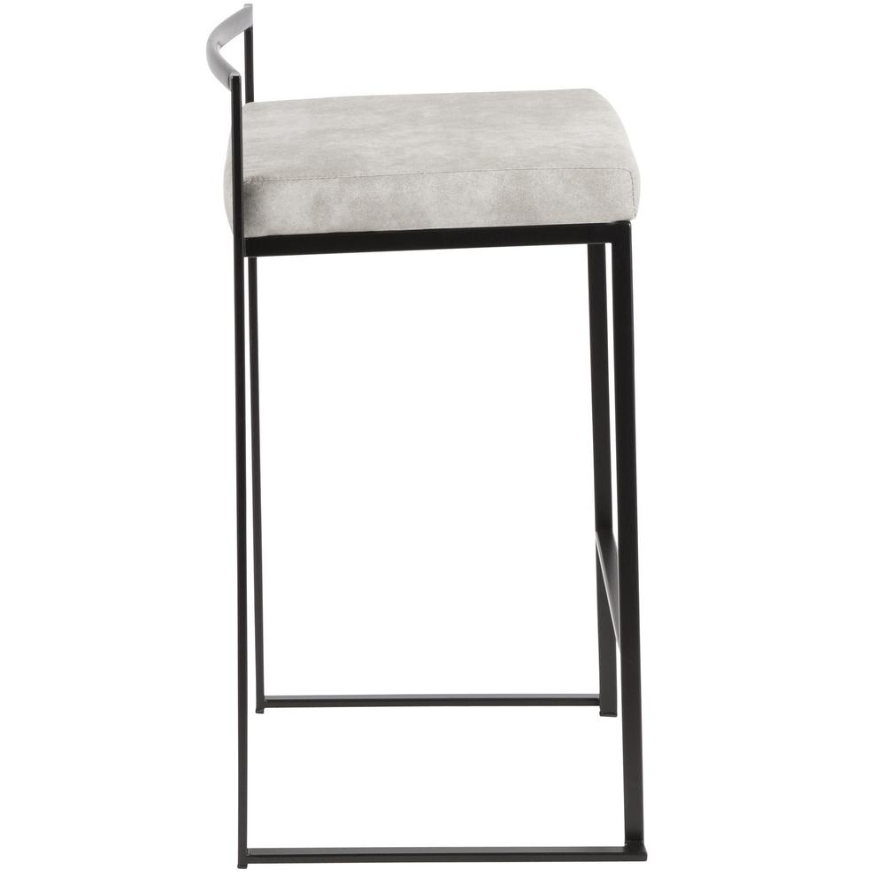 Black, Light Grey Cowboy Fabric Fuji Stacker Counter Stool - Set of 2. Picture 3