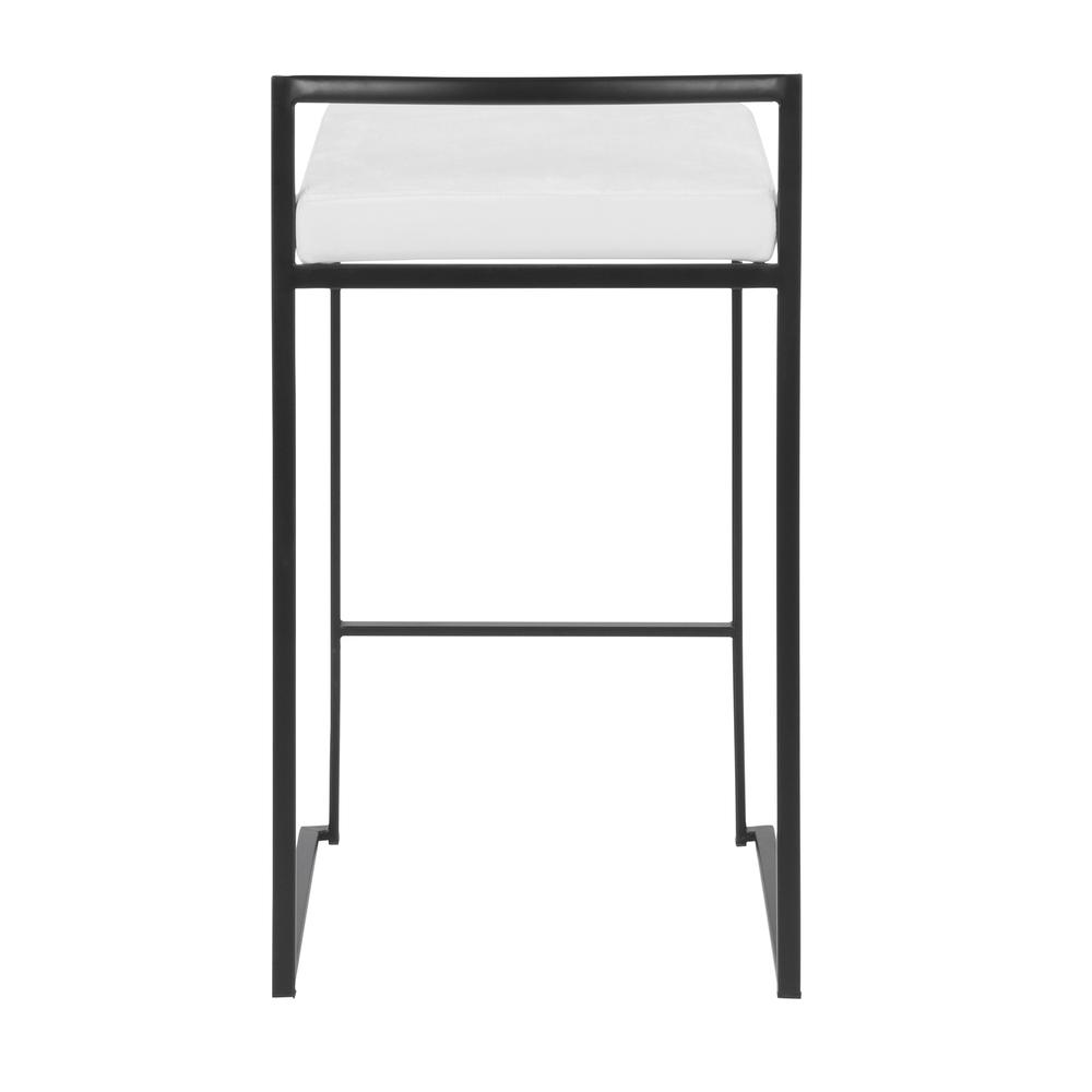 Black Metal, White Velvet Fuji Stacker Counter Stool - Set of 2. Picture 5