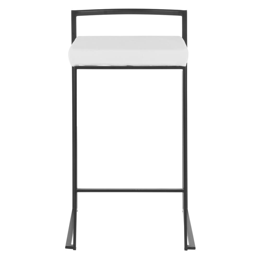 Black Metal, White Velvet Fuji Stacker Counter Stool - Set of 2. Picture 6