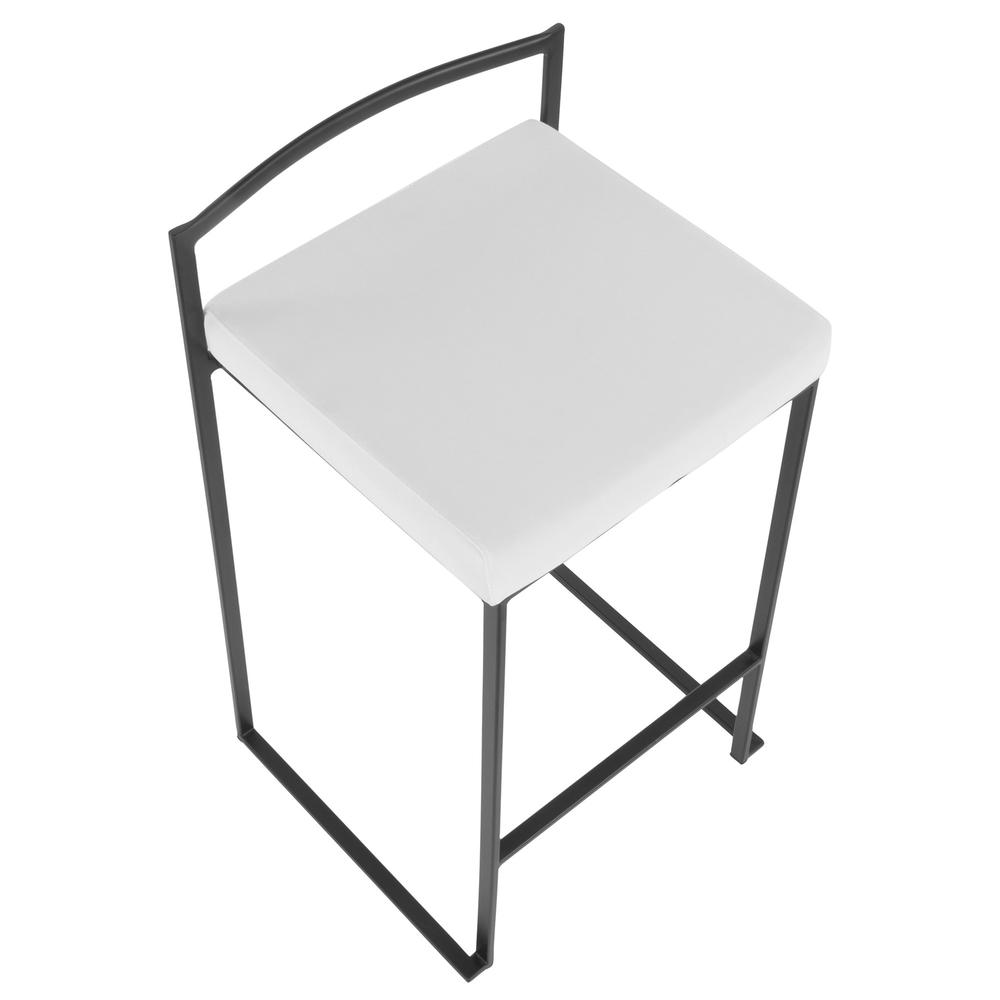 Black Metal, White Velvet Fuji Stacker Counter Stool - Set of 2. Picture 7