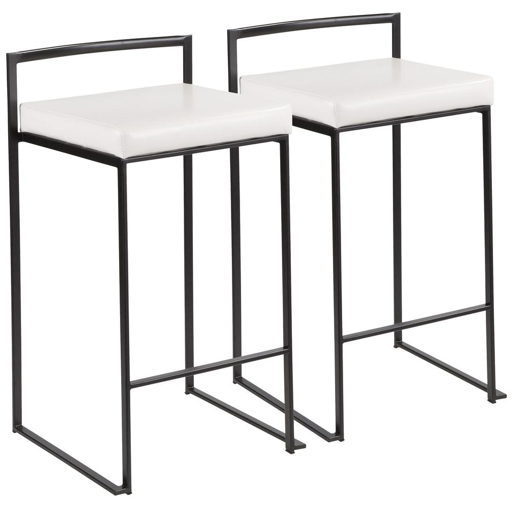 Black, White Fuji Stacker Counter Stool - Set of 2. Picture 1