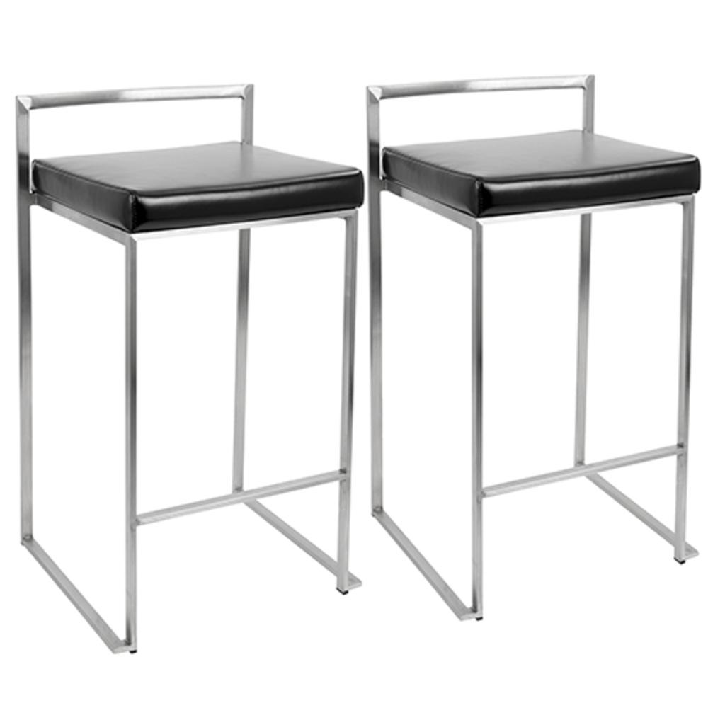 Black Fuji Stacker Counter Stool - Set of 2. Picture 1