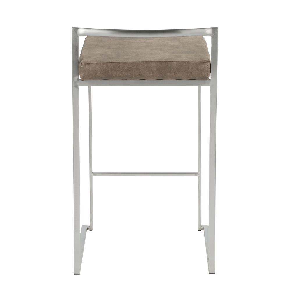 Stainless Steel, Brown Cowboy Fabric Fuji Stacker Counter Stool - Set of 2. Picture 5