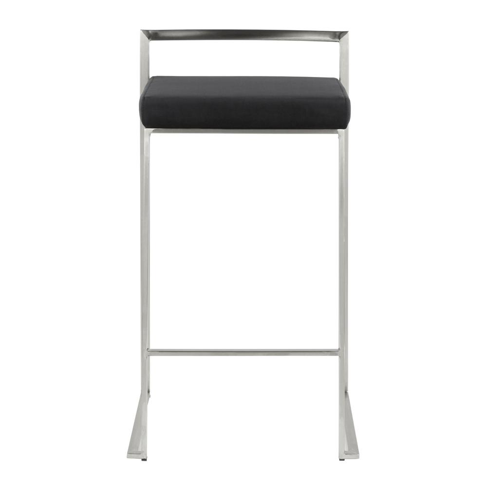Brushed Stainless Steel, Black Velvet Fuji Stacker Counter Stool - Set of 2. Picture 6