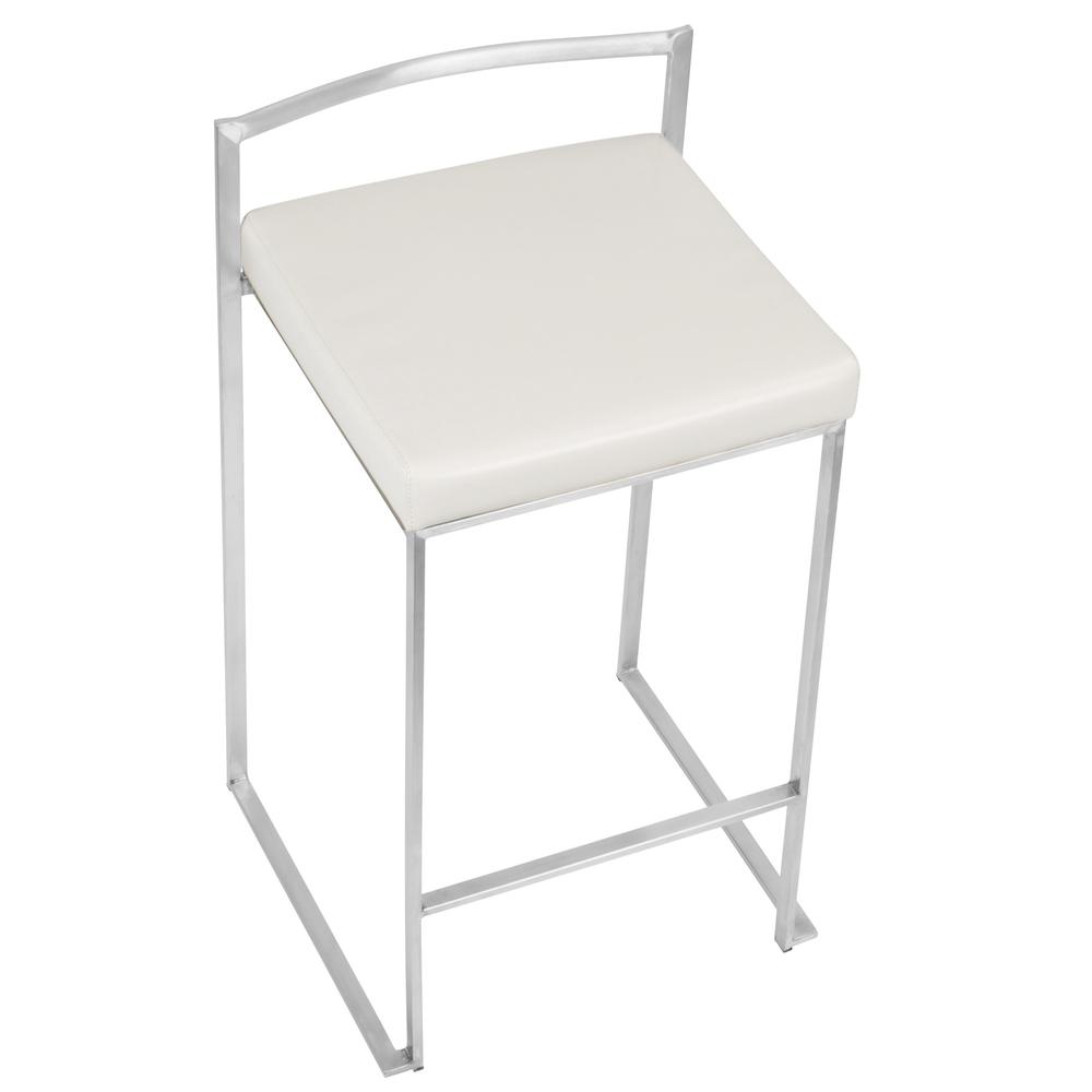 White Fuji Stacker Counter Stool - Set of 2. Picture 7