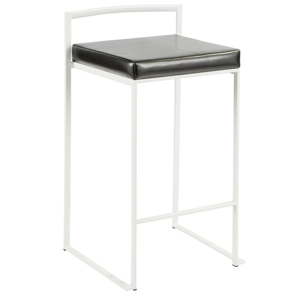 White, Black Fuji Stacker Counter Stool - Set of 2. Picture 2