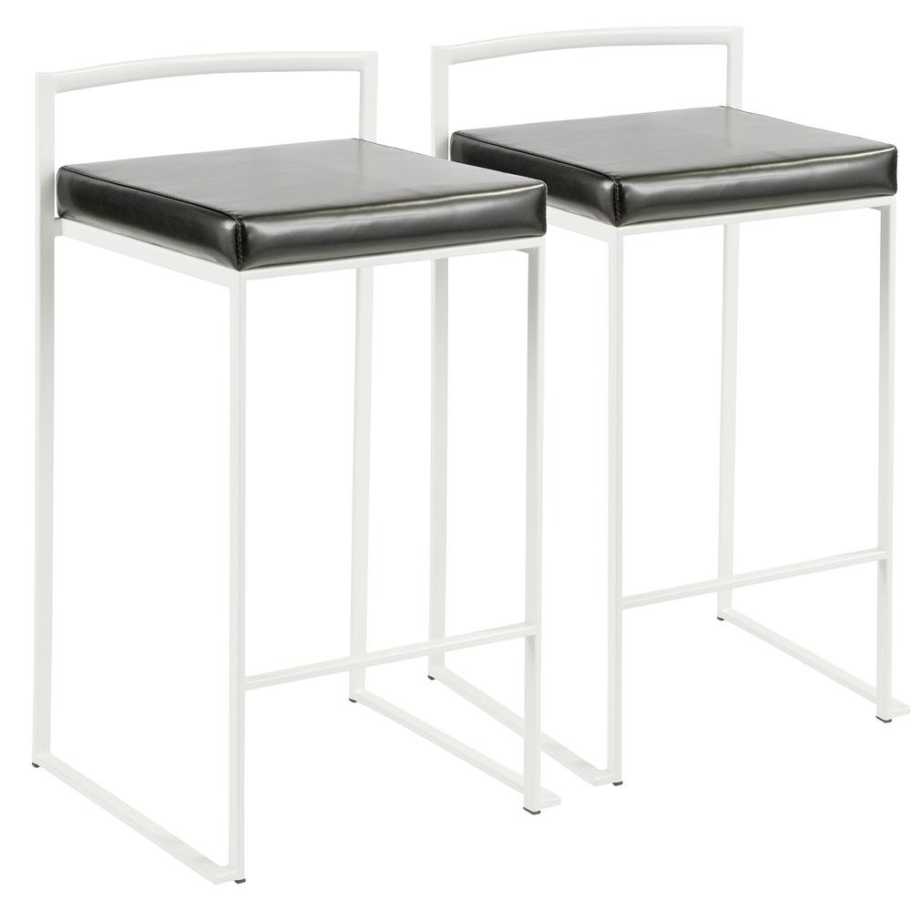 White, Black Fuji Stacker Counter Stool - Set of 2. Picture 1