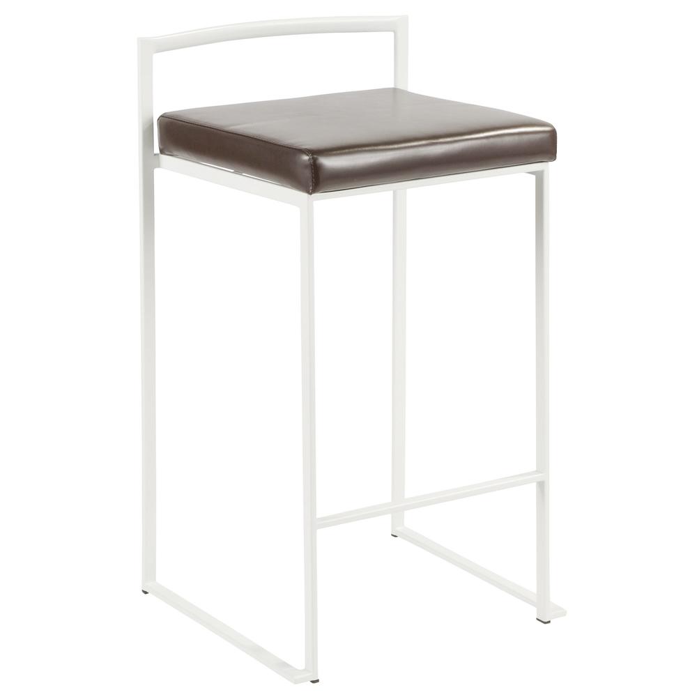 White, Brown Fuji Stacker Counter Stool - Set of 2. Picture 2