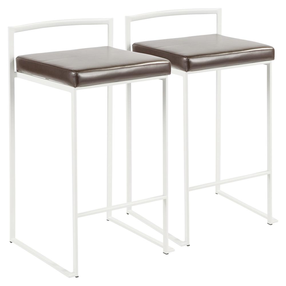 White, Brown Fuji Stacker Counter Stool - Set of 2. Picture 1