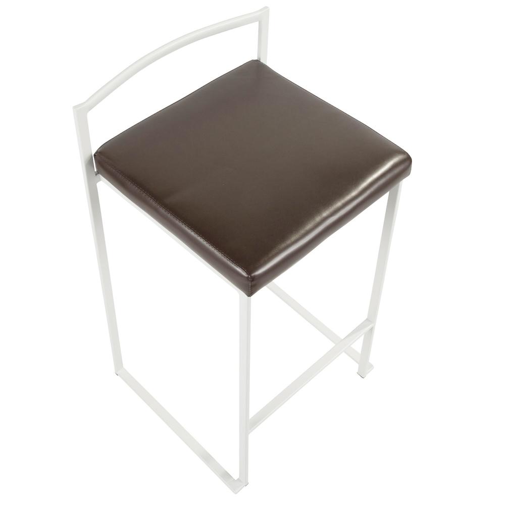 White, Brown Fuji Stacker Counter Stool - Set of 2. Picture 7