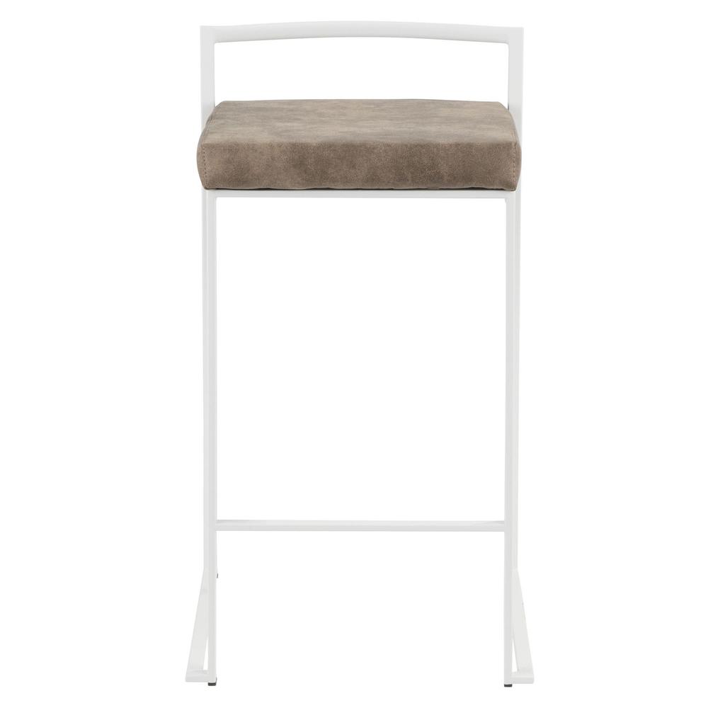 White, Brown Cowboy Fabric Fuji Stacker Counter Stool - Set of 2. Picture 6