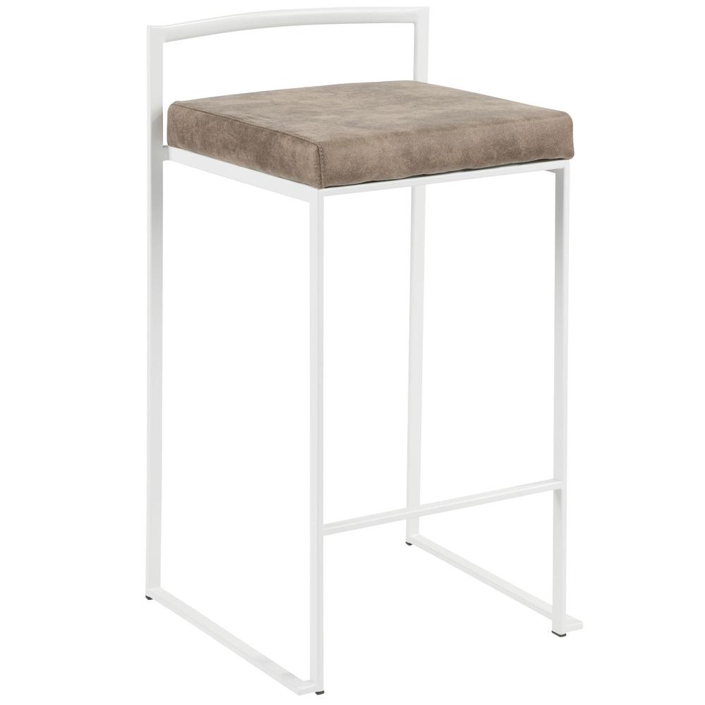 White, Brown Cowboy Fabric Fuji Stacker Counter Stool - Set of 2. Picture 2