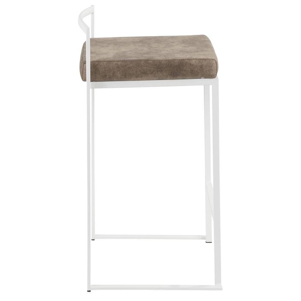 White, Brown Cowboy Fabric Fuji Stacker Counter Stool - Set of 2. Picture 3