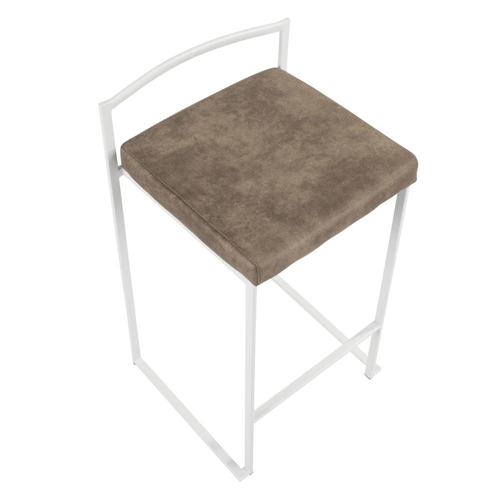 White, Brown Cowboy Fabric Fuji Stacker Counter Stool - Set of 2. Picture 7