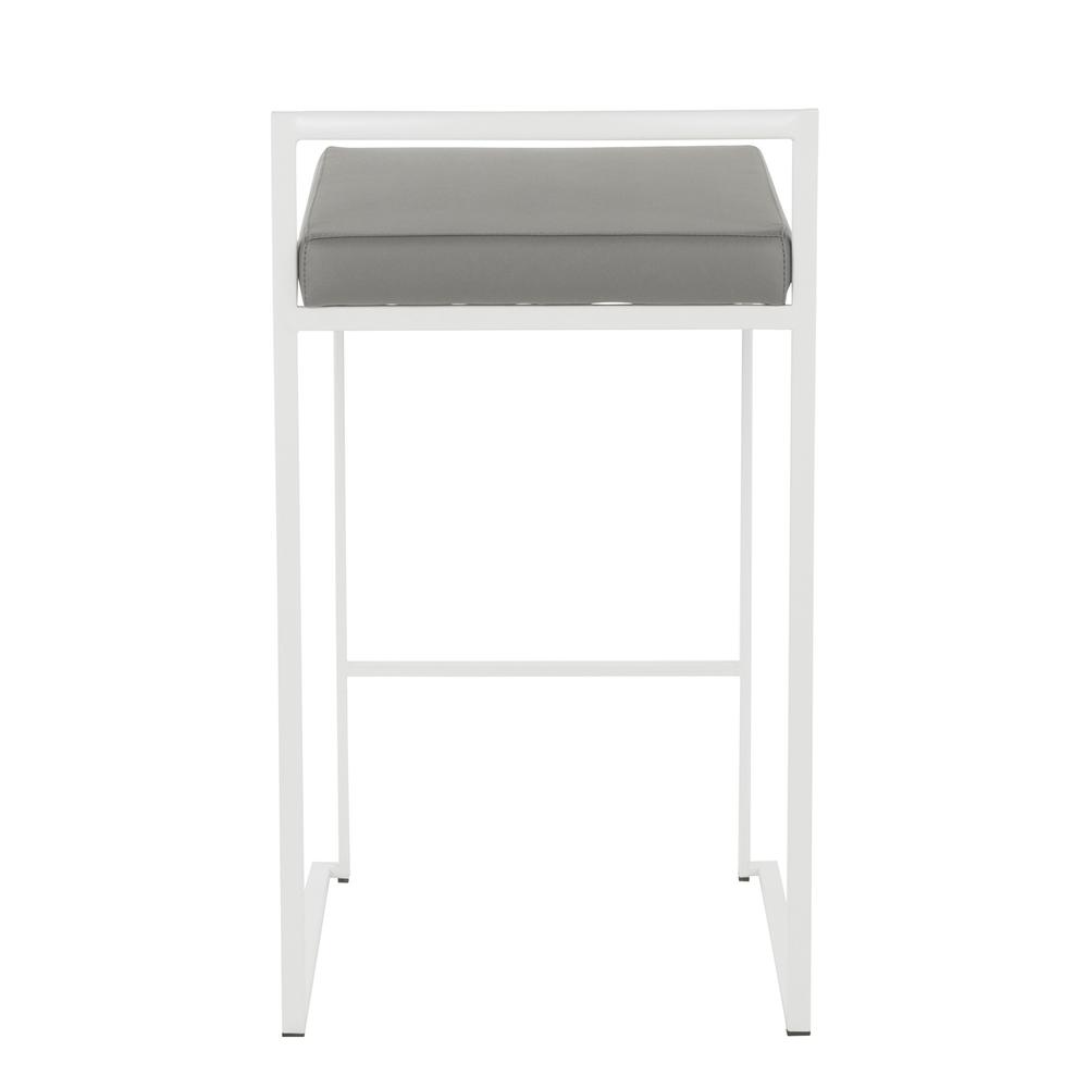 White Metal, Grey PU Fuji Stacker Counter Stool - Set of 2. Picture 5
