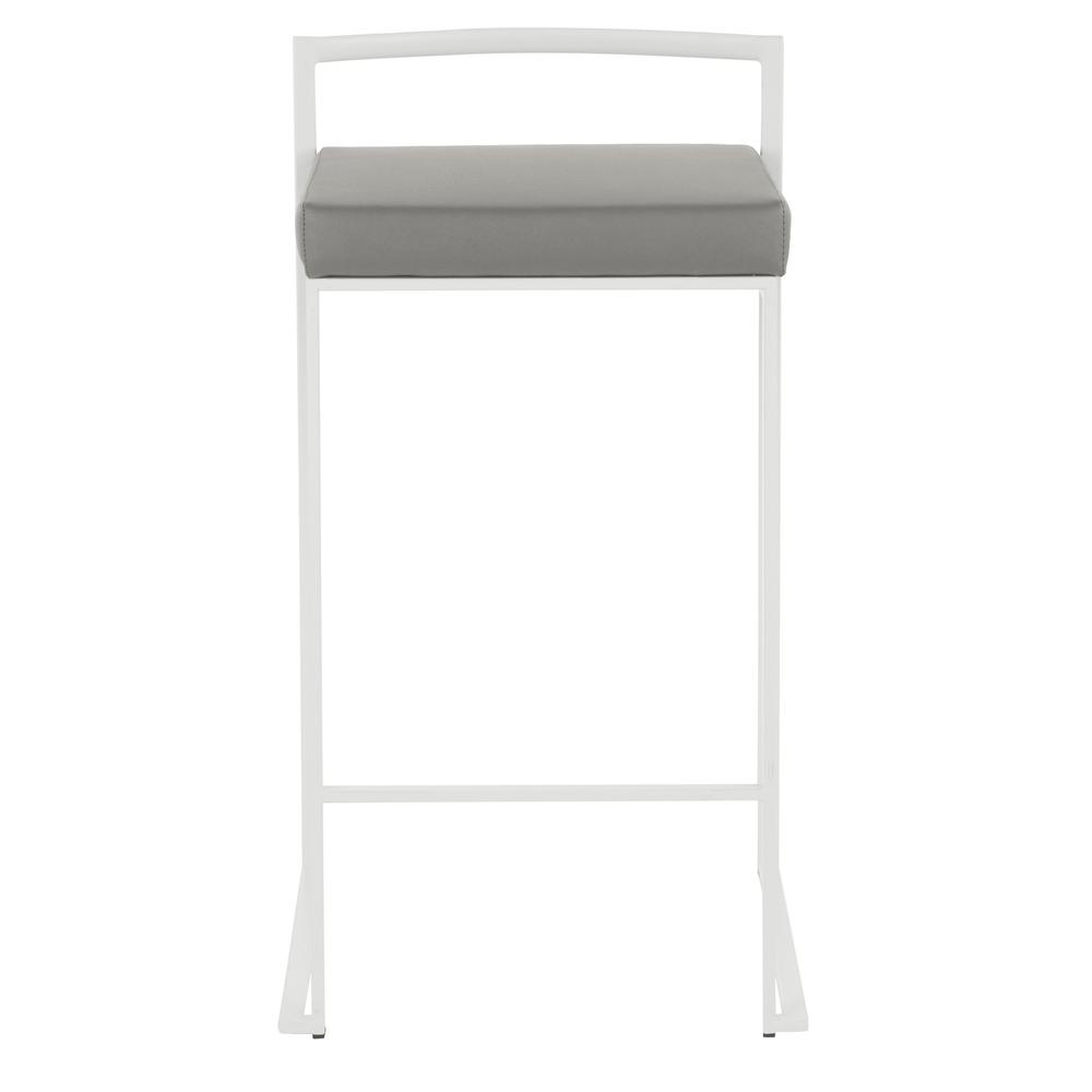 White Metal, Grey PU Fuji Stacker Counter Stool - Set of 2. Picture 6