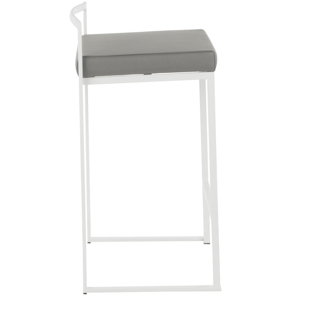White Metal, Grey PU Fuji Stacker Counter Stool - Set of 2. Picture 3