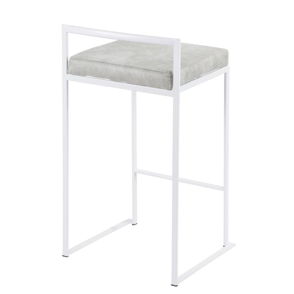 White, Light Grey Cowboy Fabric Fuji Stacker Counter Stool - Set of 2. Picture 4