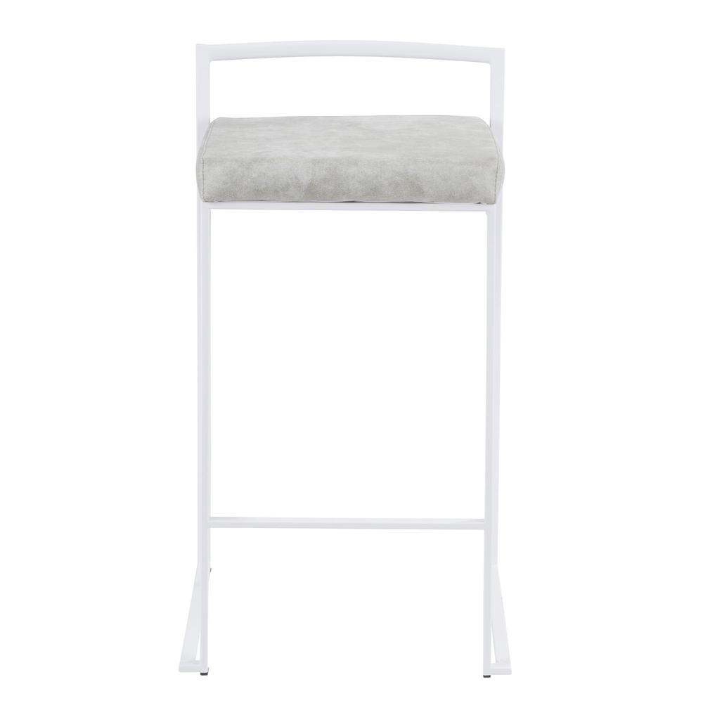 White, Light Grey Cowboy Fabric Fuji Stacker Counter Stool - Set of 2. Picture 6