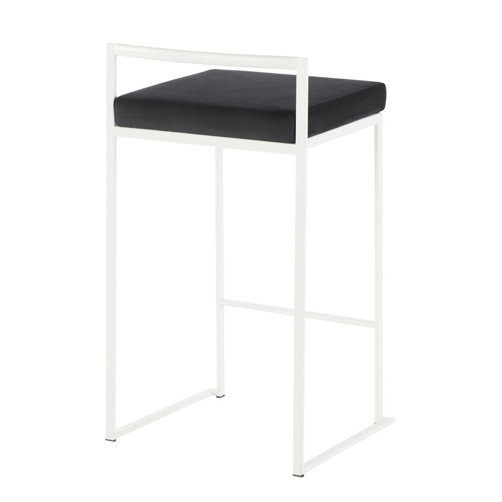 White Metal, Black Velvet Fuji Stacker Counter Stool - Set of 2. Picture 4