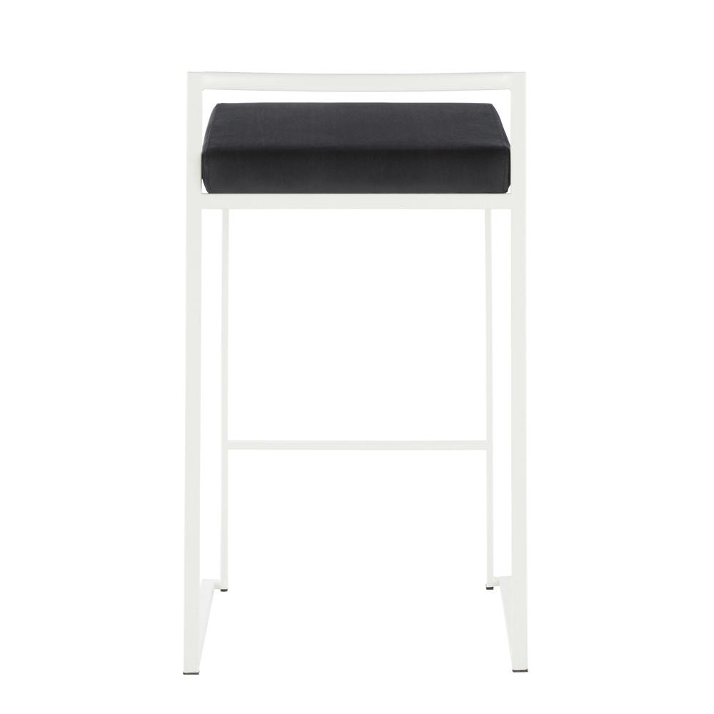 White Metal, Black Velvet Fuji Stacker Counter Stool - Set of 2. Picture 5