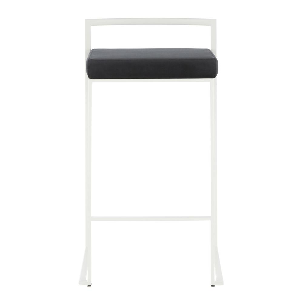 White Metal, Black Velvet Fuji Stacker Counter Stool - Set of 2. Picture 6