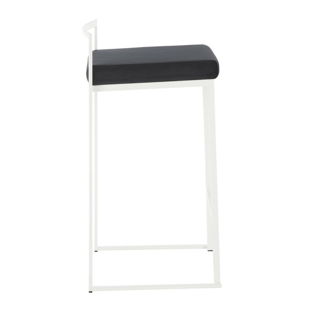 White Metal, Black Velvet Fuji Stacker Counter Stool - Set of 2. Picture 3