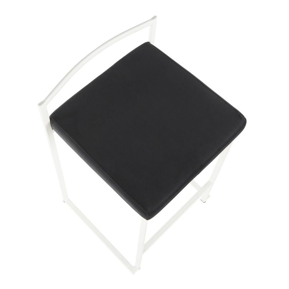 White Metal, Black Velvet Fuji Stacker Counter Stool - Set of 2. Picture 7