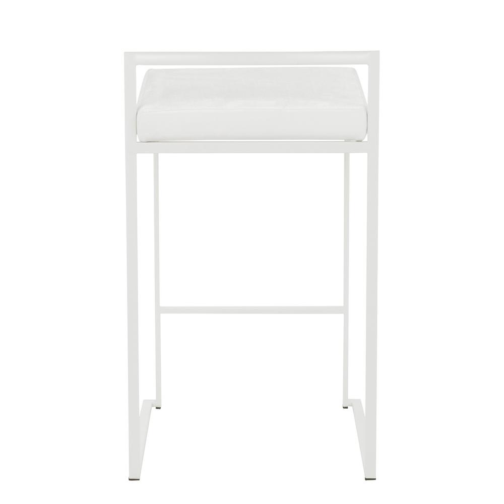 White Metal, White Velvet Fuji Stacker Counter Stool - Set of 2. Picture 5