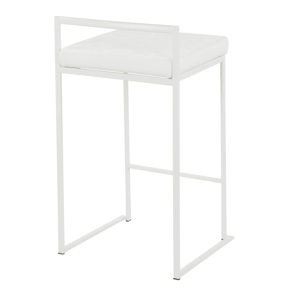 White Metal, White Velvet Fuji Stacker Counter Stool - Set of 2. Picture 4