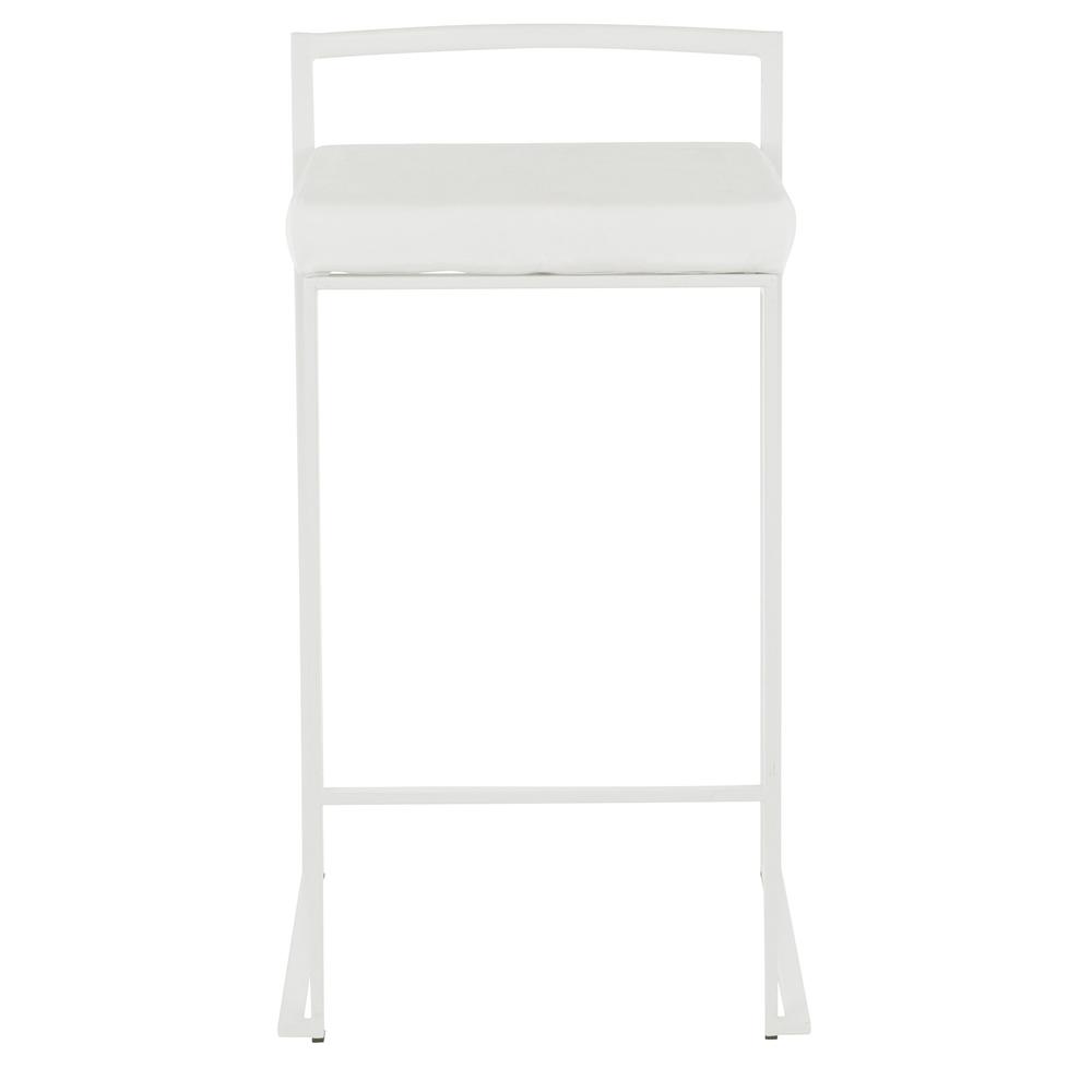 White Metal, White Velvet Fuji Stacker Counter Stool - Set of 2. Picture 6