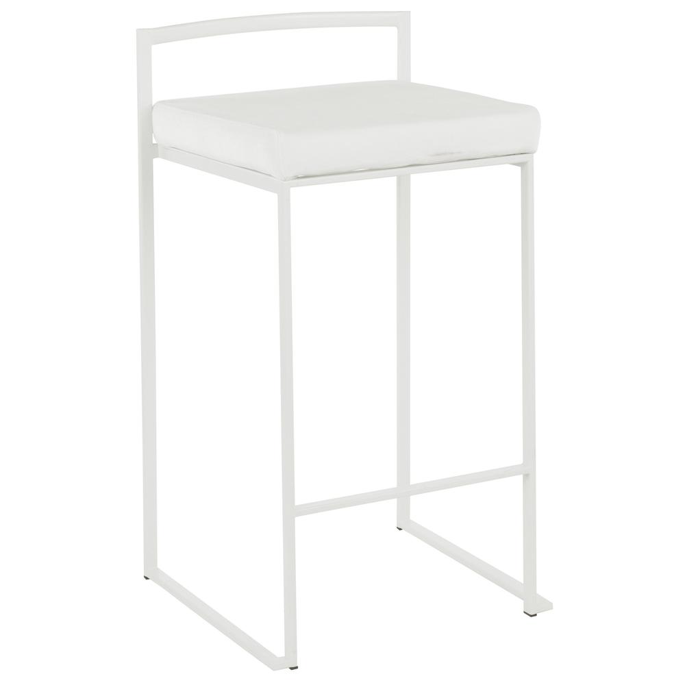 White Metal, White Velvet Fuji Stacker Counter Stool - Set of 2. Picture 2