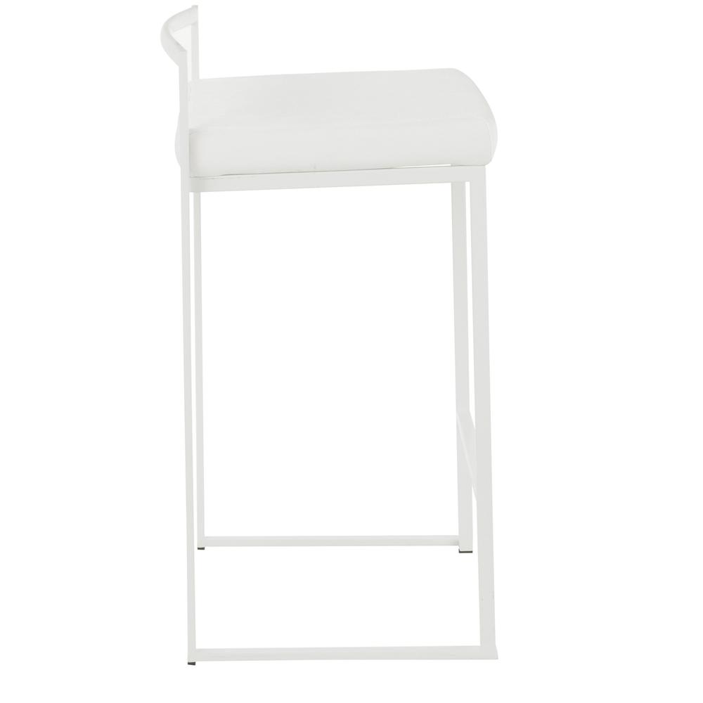 White Metal, White Velvet Fuji Stacker Counter Stool - Set of 2. Picture 3