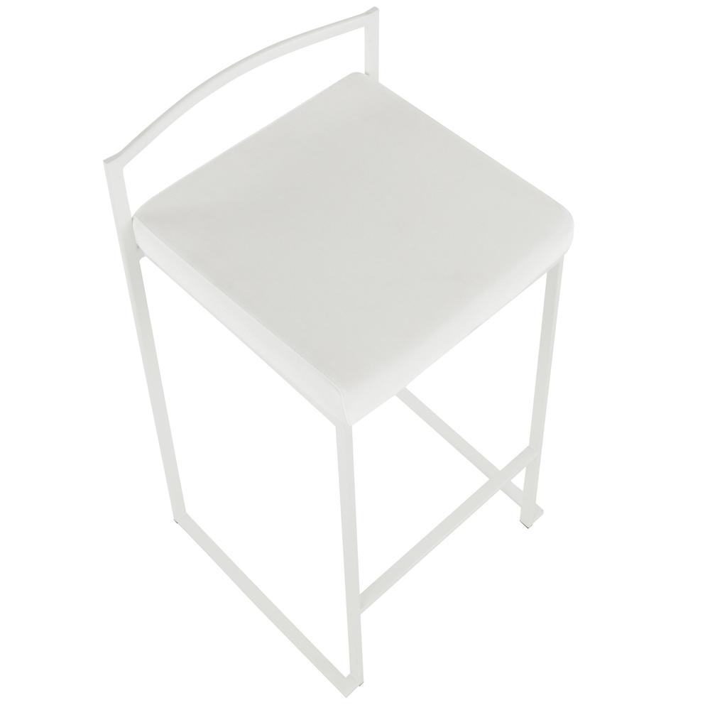 White Metal, White Velvet Fuji Stacker Counter Stool - Set of 2. Picture 7