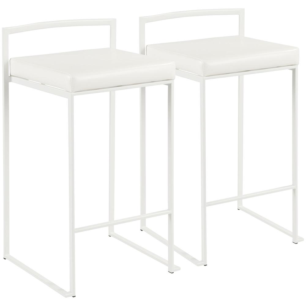 White, White Fuji Stacker Counter Stool - Set of 2. Picture 1