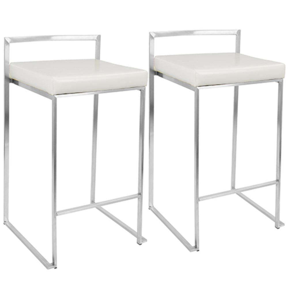 White Fuji Stacker Counter Stool - Set of 2. Picture 1