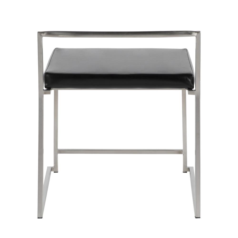 Fuji Contemporary Stackable Dining Chair in Black Faux Leather - Set Of 2. Picture 5